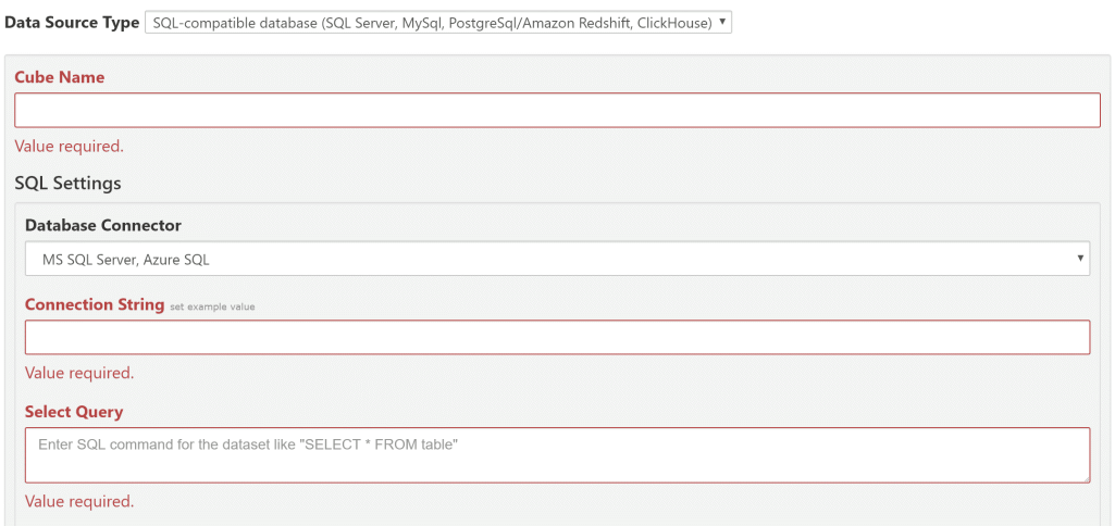 SQL database connection settings