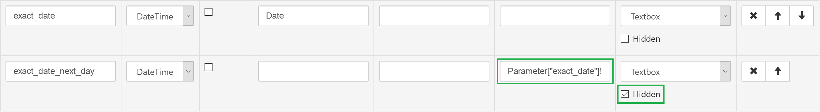 Data range filter for exact-date