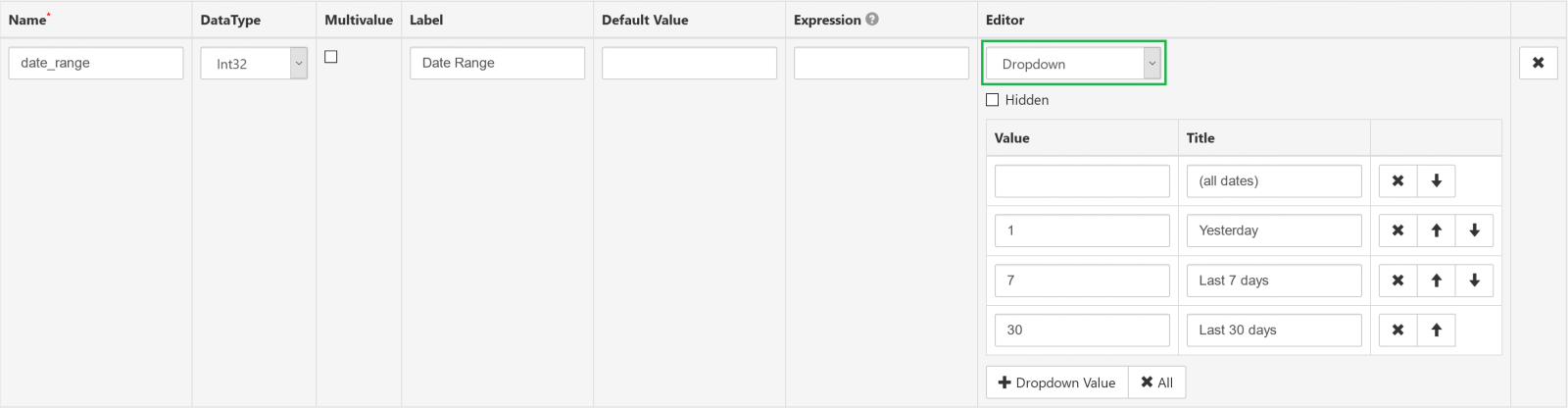 Report parameter for pre-defined date range filter