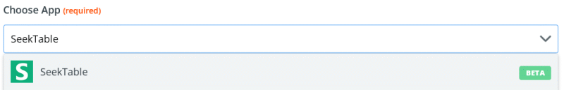SeekTable app in Zapier